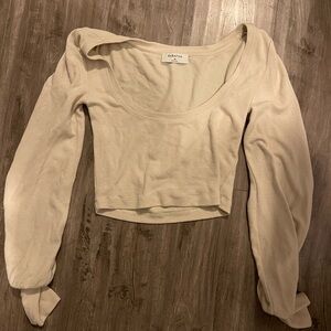 BABTON LONGSLEEVE TERRY CROP TOP